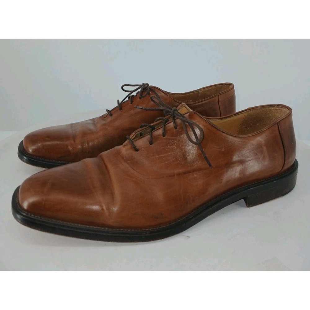 Johnston & Murphy Cellini Size 11.5M Brown Leather Oxford Italian Shoes C114